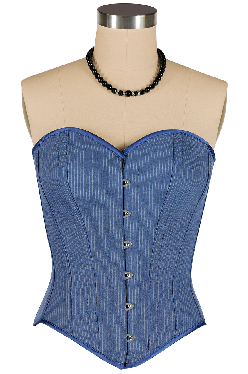 Read All About It Corset (Pinstripe Blue)