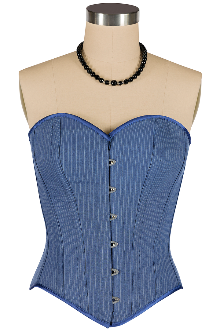 Read All About It Corset (Pinstripe Blue)