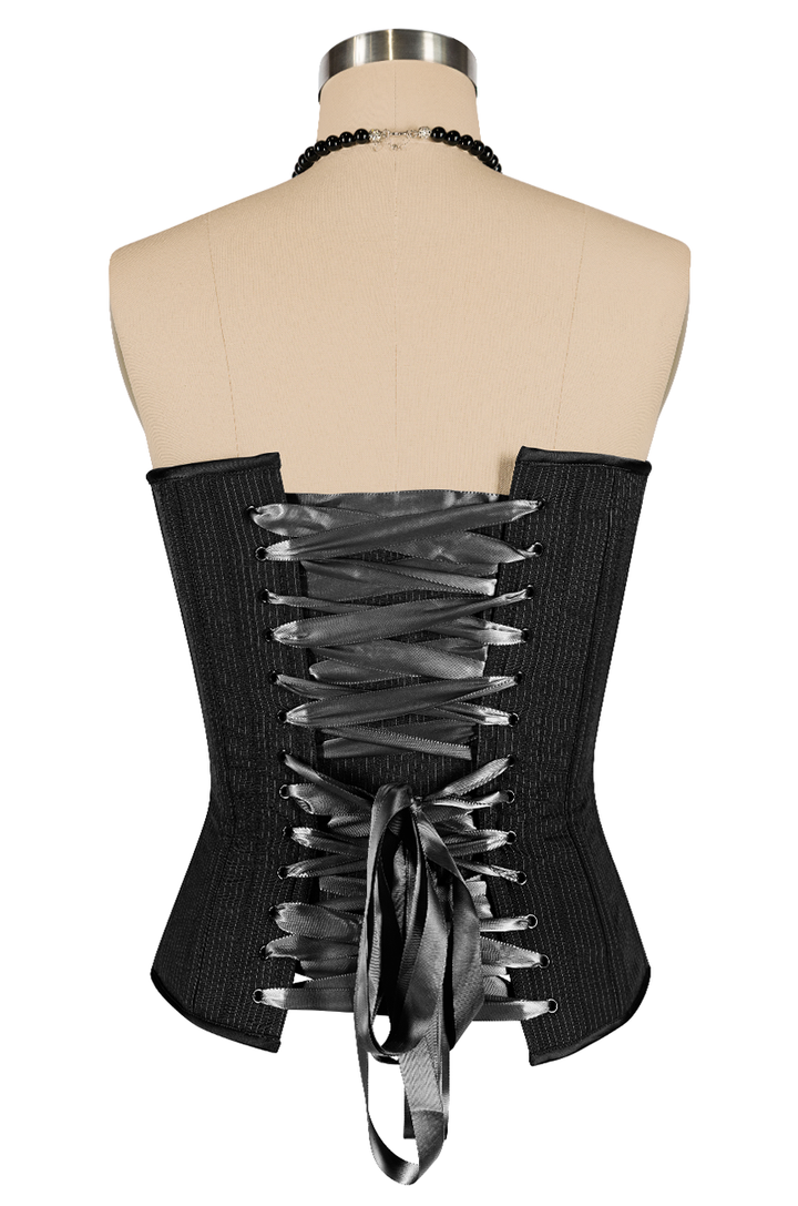 Read All About It Corset (Pinstripe Black)