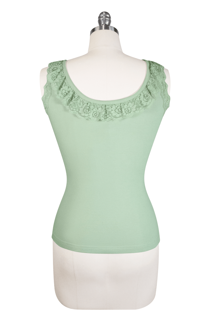 D'Amour Follies Madam Ruffle Singlet (Sage Green) - Kitten D'Amour