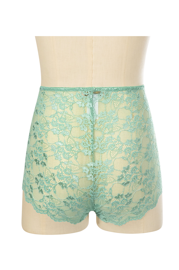 Elysian Hi Waist Lace Knickers (Green) - Kitten D'Amour