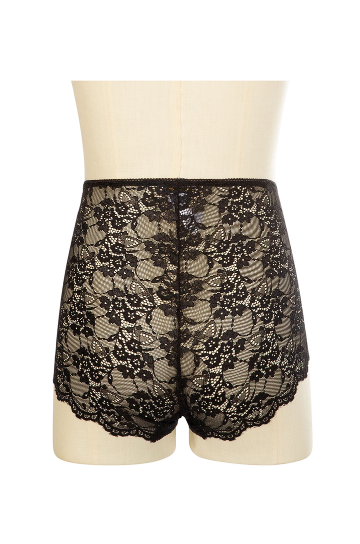 Elysian Hi Waist Lace Knickers (Black) - Kitten D'Amour