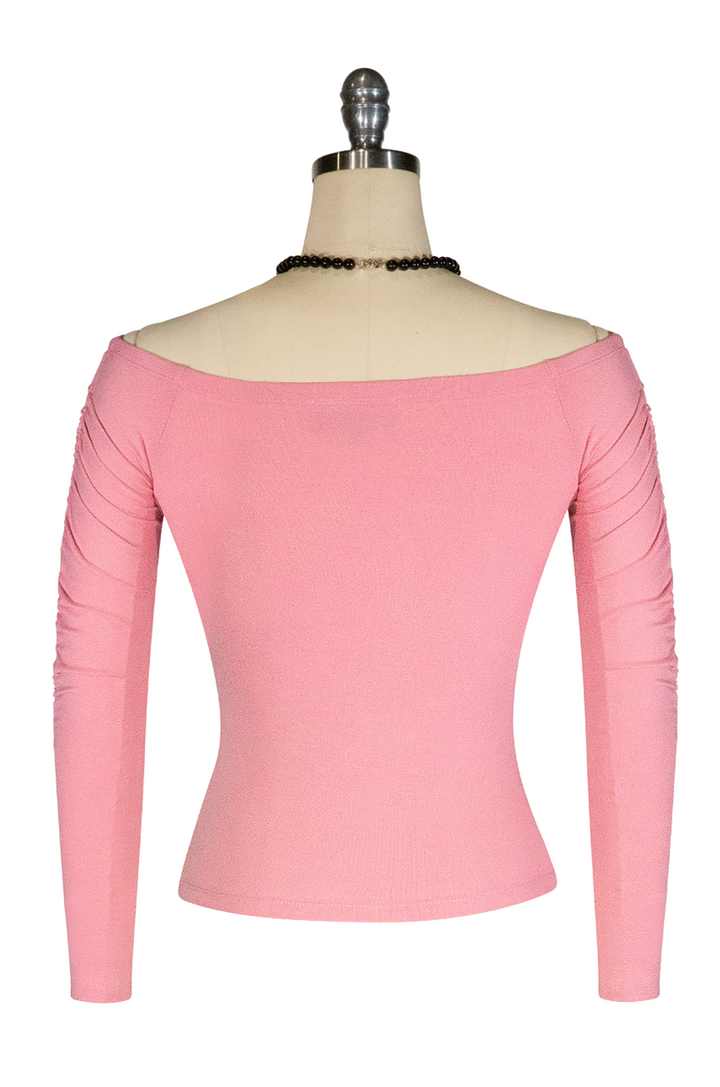 D'Amour Follies Ruched Jersey Top (Pink) - Kitten D'Amour