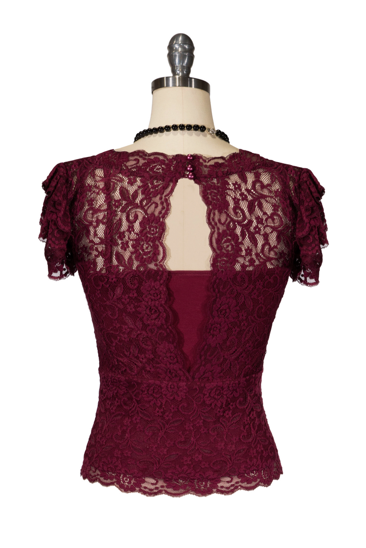 D'Amour Lace Top (Burgundy) - Kitten D'Amour