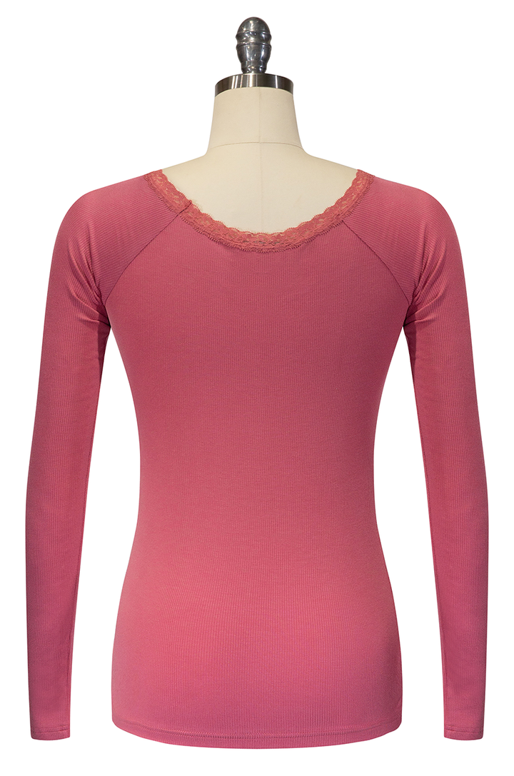 D'Amour Follies Scoop Neck Long Sleeve Top (Pink) - Kitten D'Amour