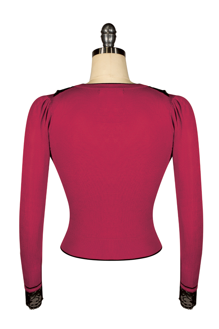 Virtuoso Long Sleeve Cardigan (Burgundy) - Kitten D'Amour