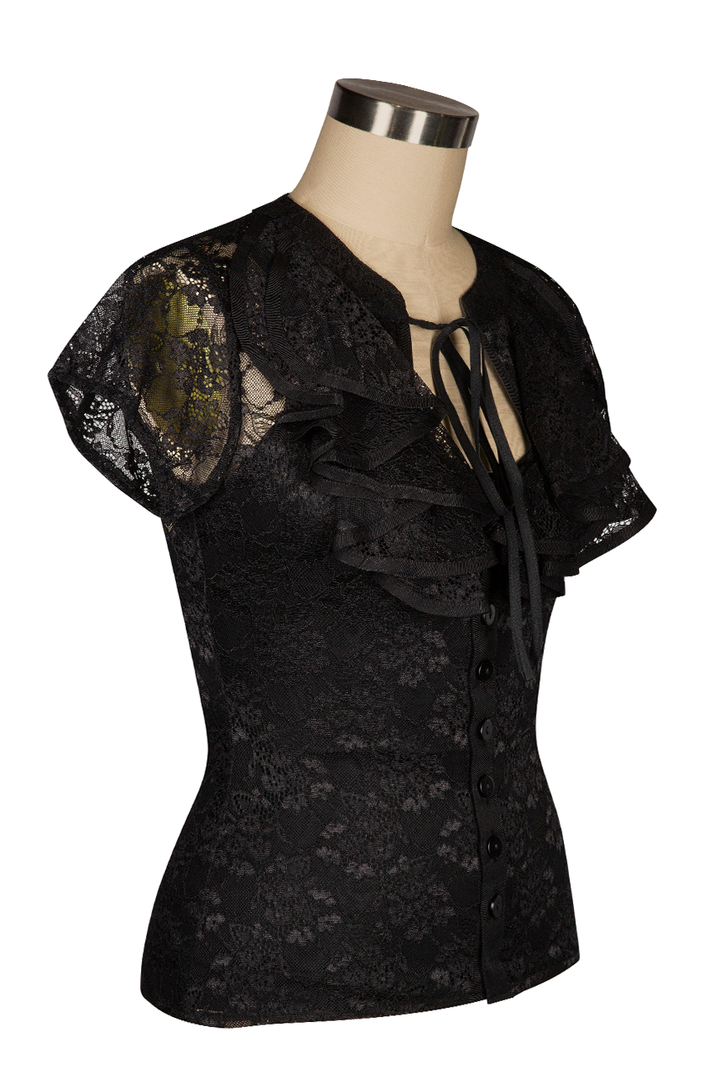 Once Upon A Time Lace Blouse (Black) - Kitten D'Amour
