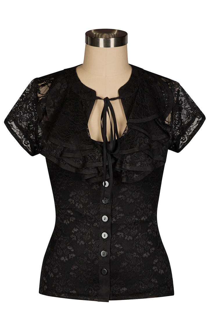 Once Upon A Time Lace Blouse (Black) - Kitten D'Amour