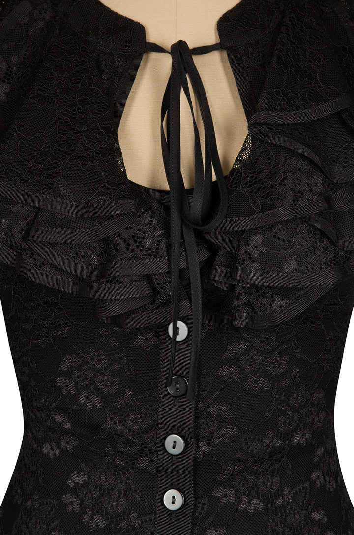 Once Upon A Time Lace Blouse (Black) - Kitten D'Amour