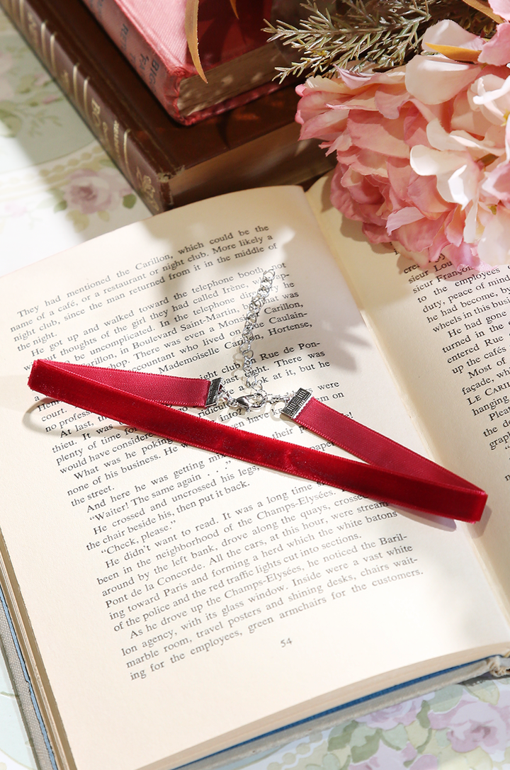 Follies Velvet Choker (Red) - Kitten D'Amour