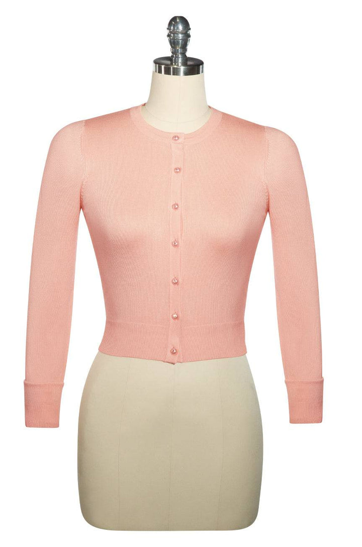 D'Amour Long Sleeve Crop Cardigan (Pink) - Kitten D'Amour