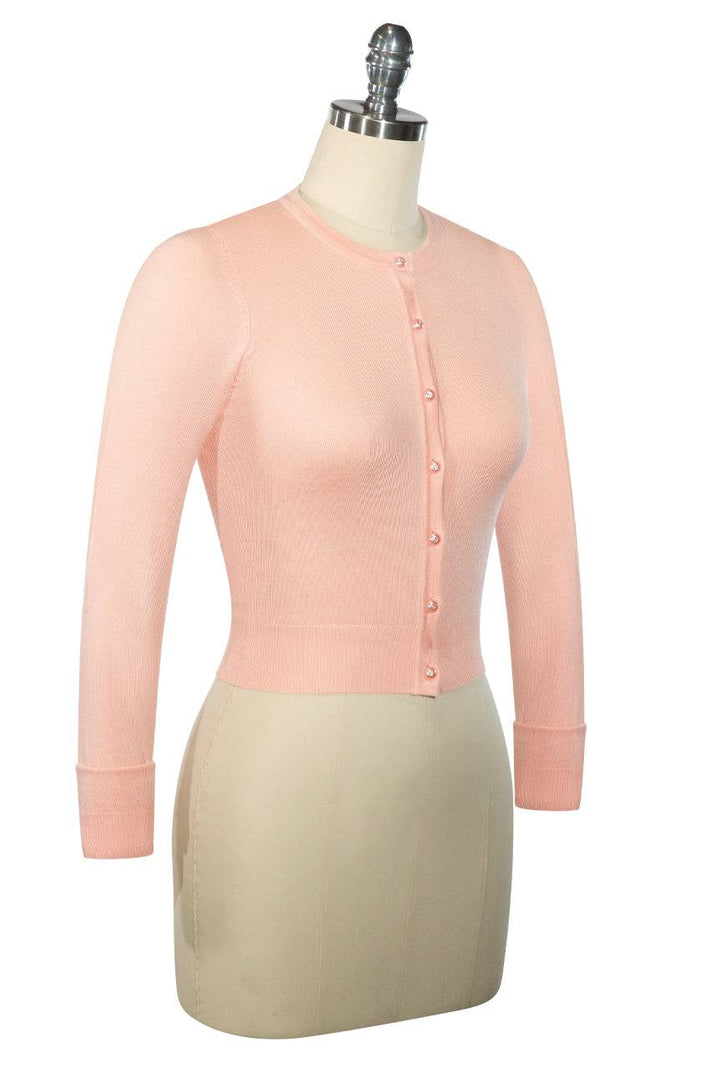 D'Amour Long Sleeve Crop Cardigan (Pink) - Kitten D'Amour
