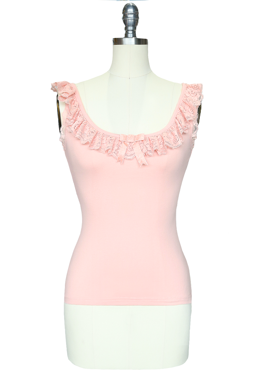 D'Amour Madam Ruffle Singlet (Dusty Pink) - Kitten D'Amour
