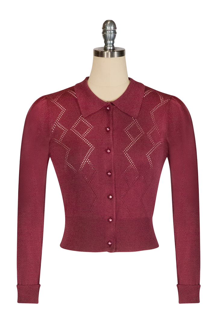 Tapestry Cardigan (Burgundy) - Kitten D'Amour