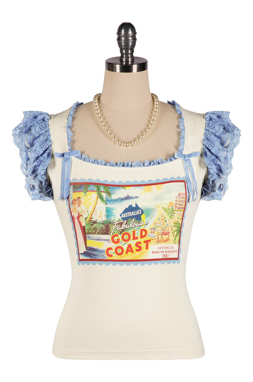 Wish You Were Here Postcard T-Shirt (Gold Coast) - Kitten D'Amour
