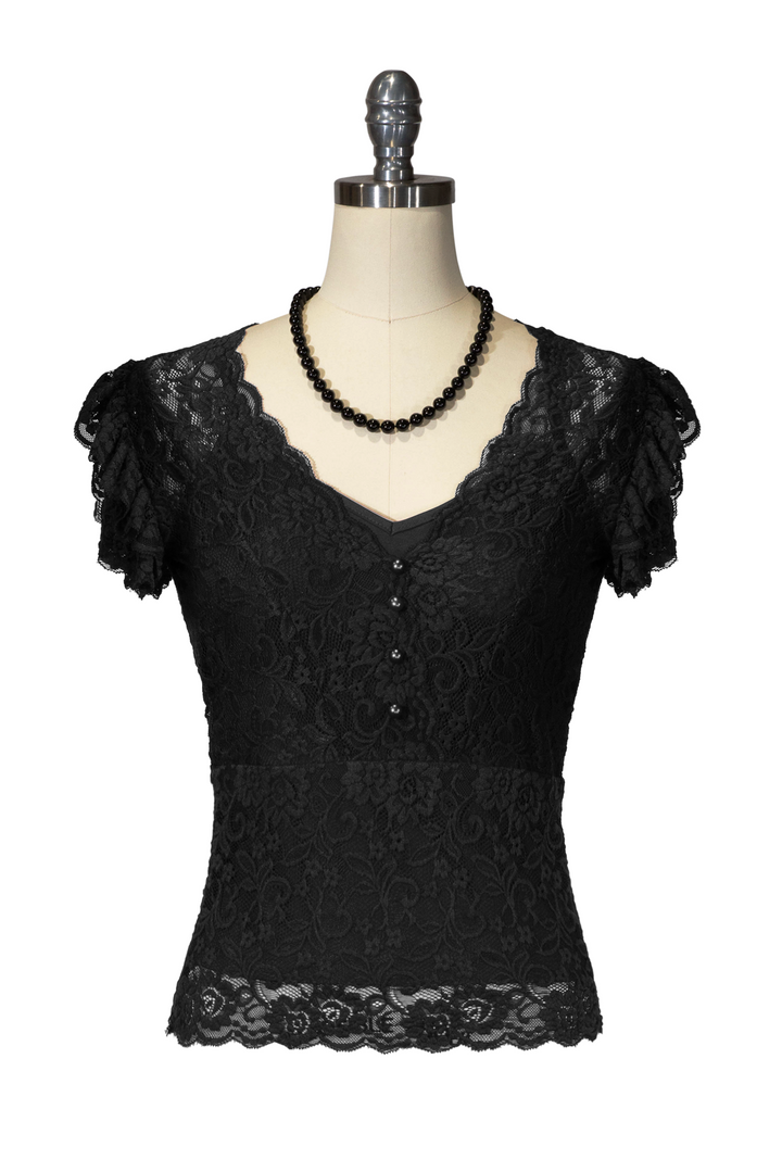 D'Amour Lace Top (Black) - Kitten D'Amour