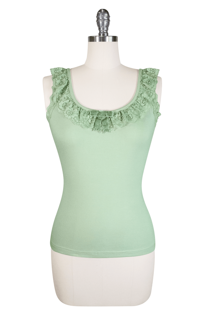 D'Amour Follies Madam Ruffle Singlet (Sage Green) - Kitten D'Amour