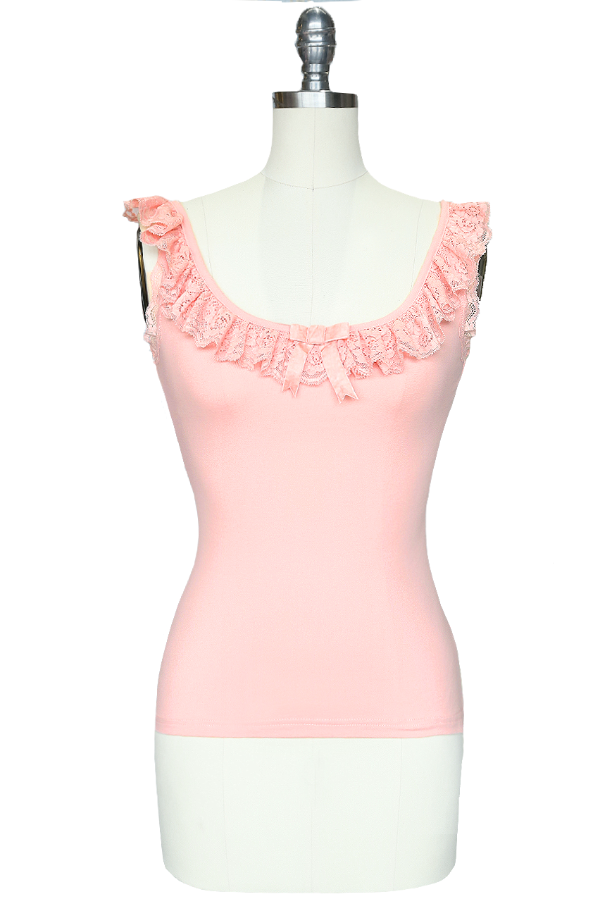 D'Amour Madam Ruffle Singlet (Pink) - Kitten D'Amour