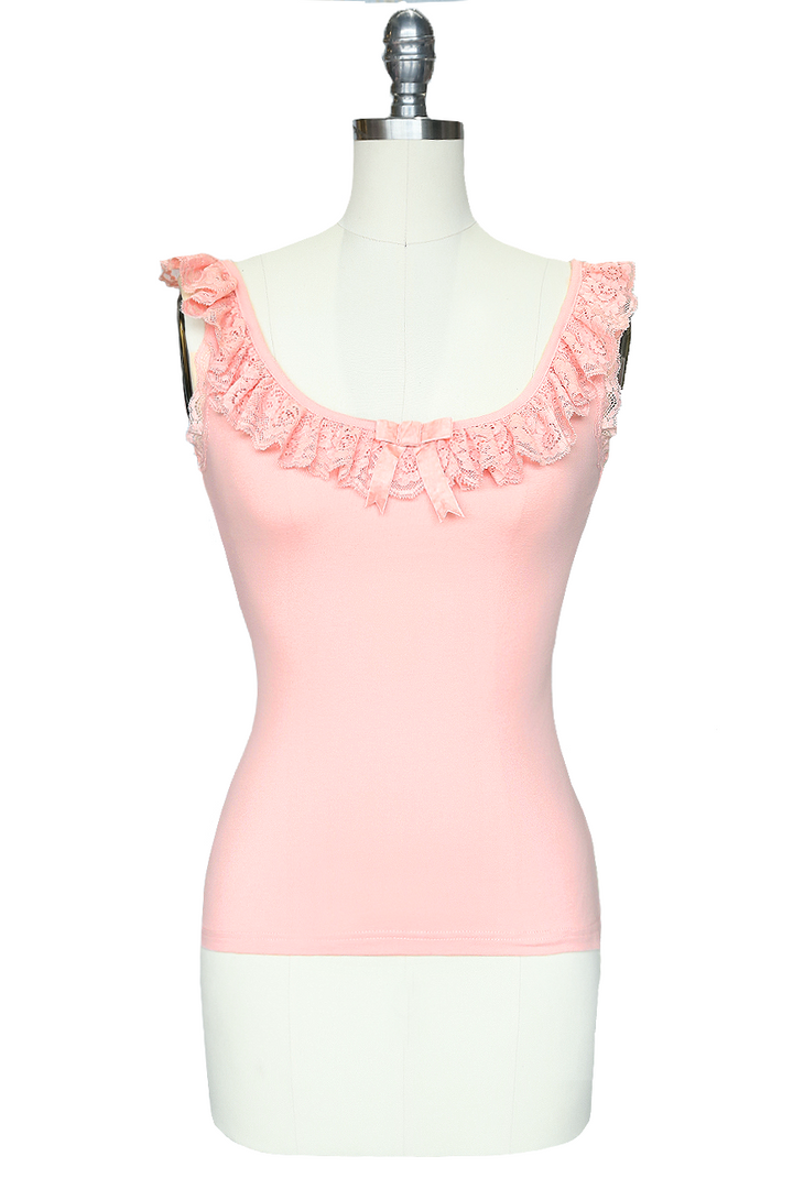 D'Amour Madam Ruffle Singlet (Pink) - Kitten D'Amour