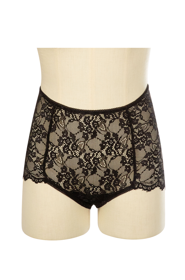 Elysian Hi Waist Lace Knickers (Black) - Kitten D'Amour