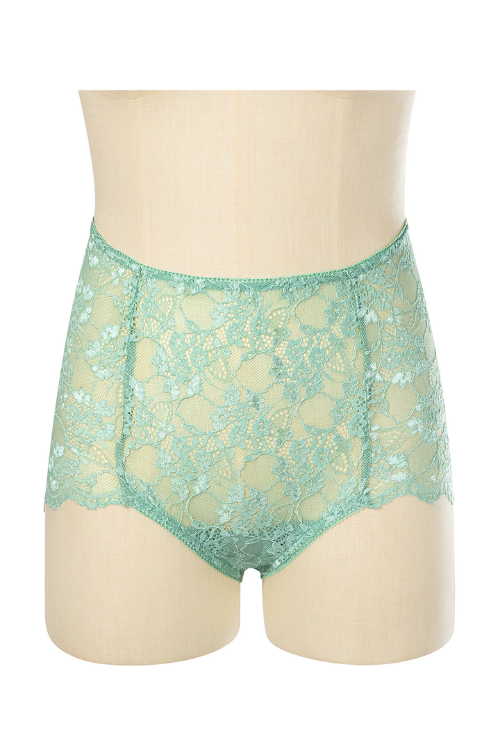 Elysian Hi Waist Lace Knickers (Green) - Kitten D'Amour