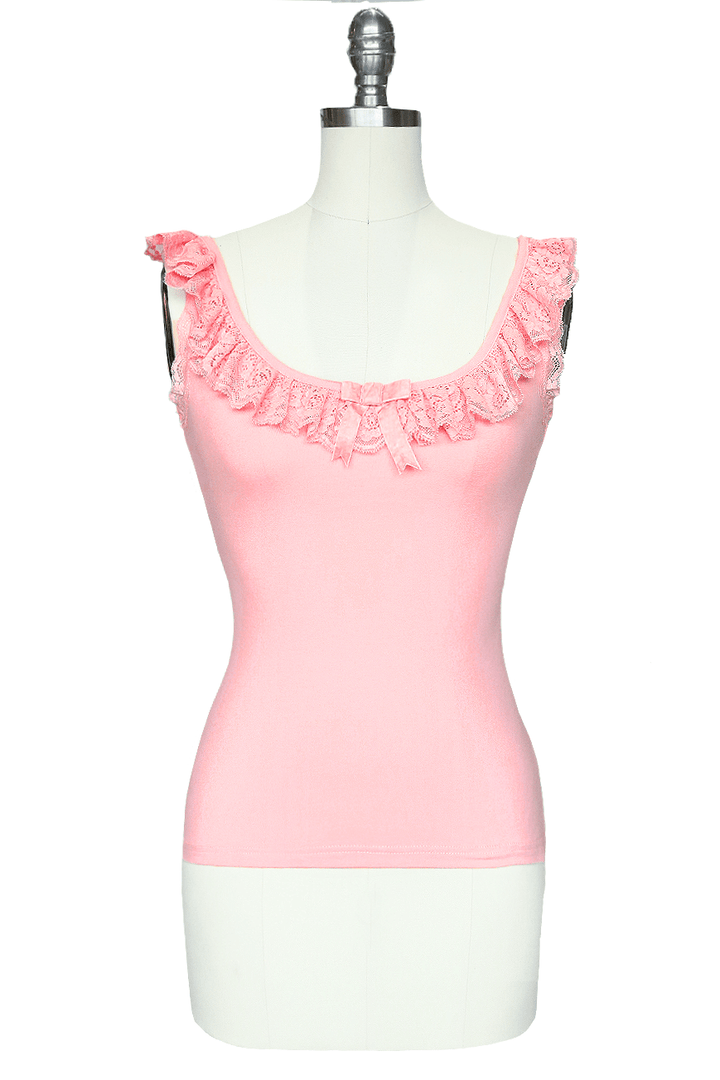 D'Amour Follies Madam Ruffle Singlet (Rose Pink) - Kitten D'Amour