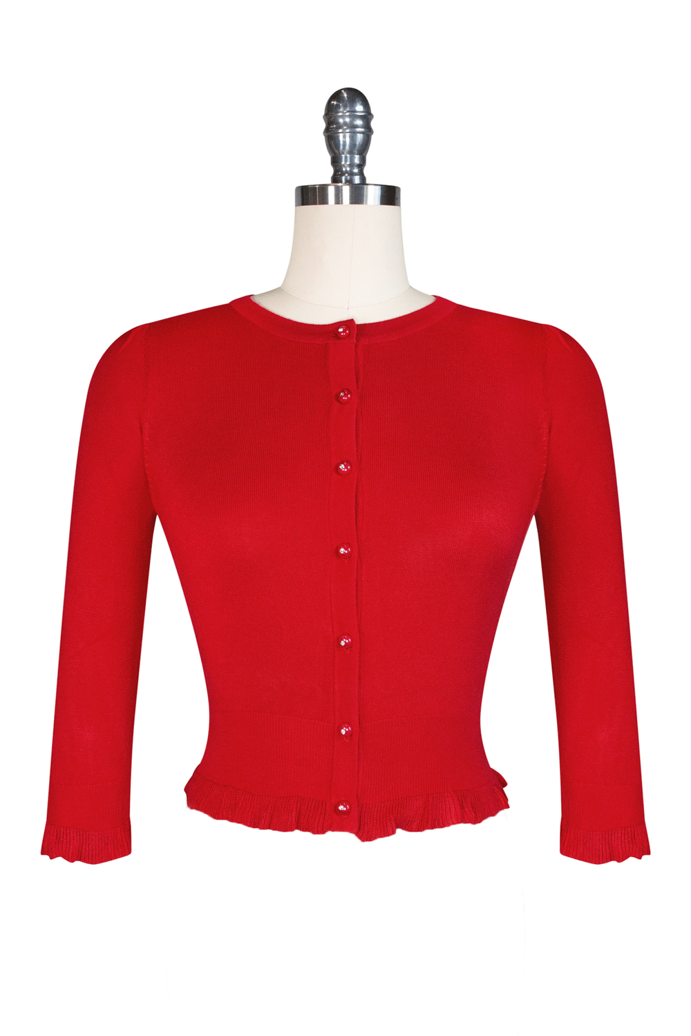 D'Amour Crop Cardigan 3/4 Sleeve (Red) - Kitten D'Amour