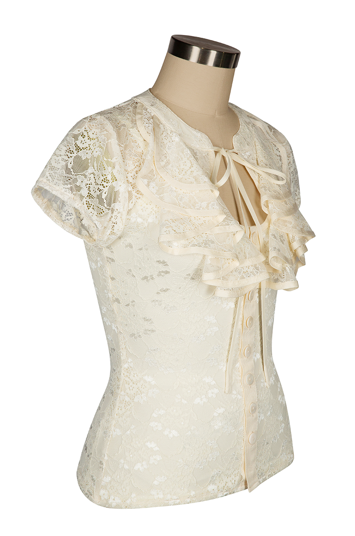 'Once Upon A Time' Lace Blouse (Off White) - Kitten D'Amour