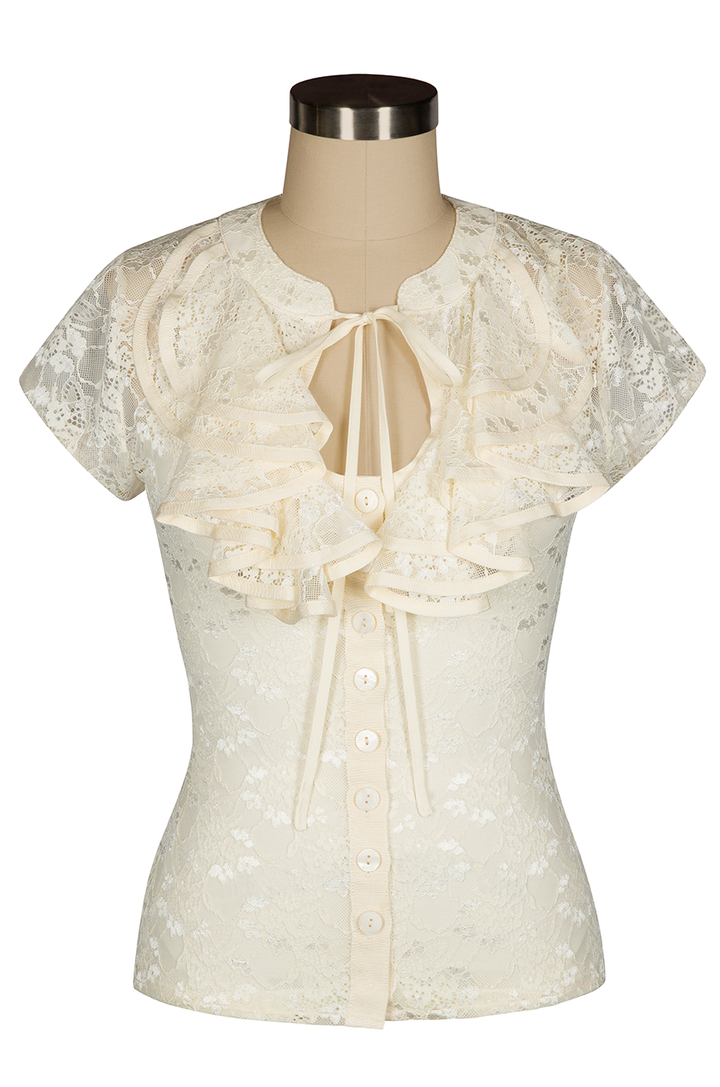 'Once Upon A Time' Lace Blouse (Off White) - Kitten D'Amour
