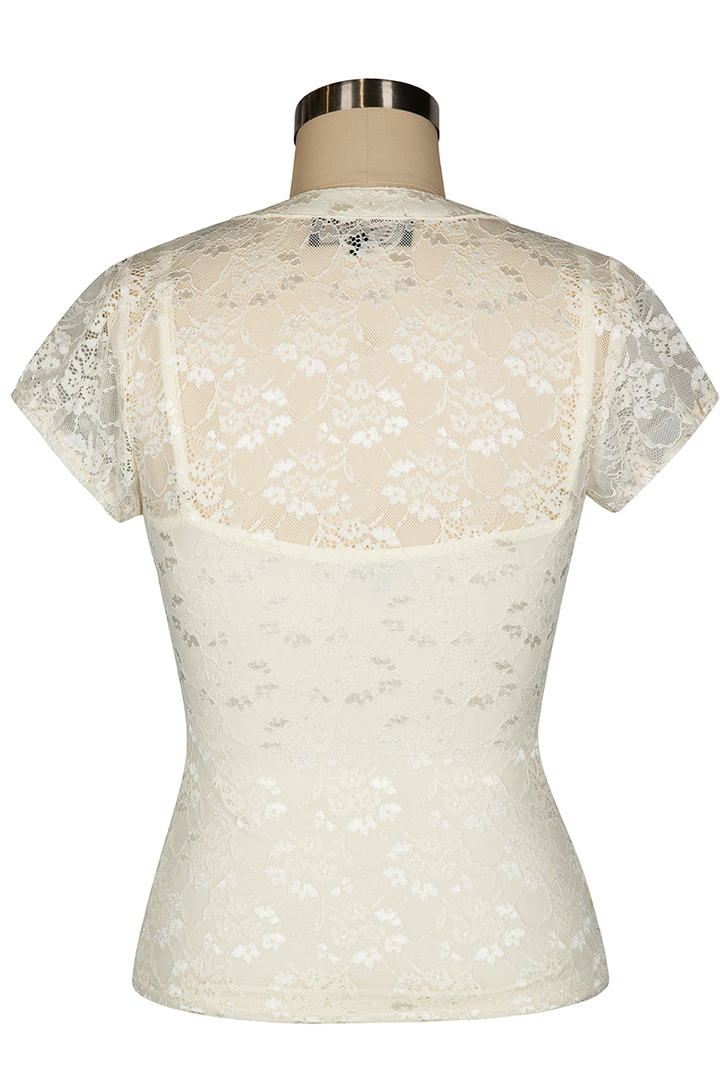 'Once Upon A Time' Lace Blouse (Off White) - Kitten D'Amour