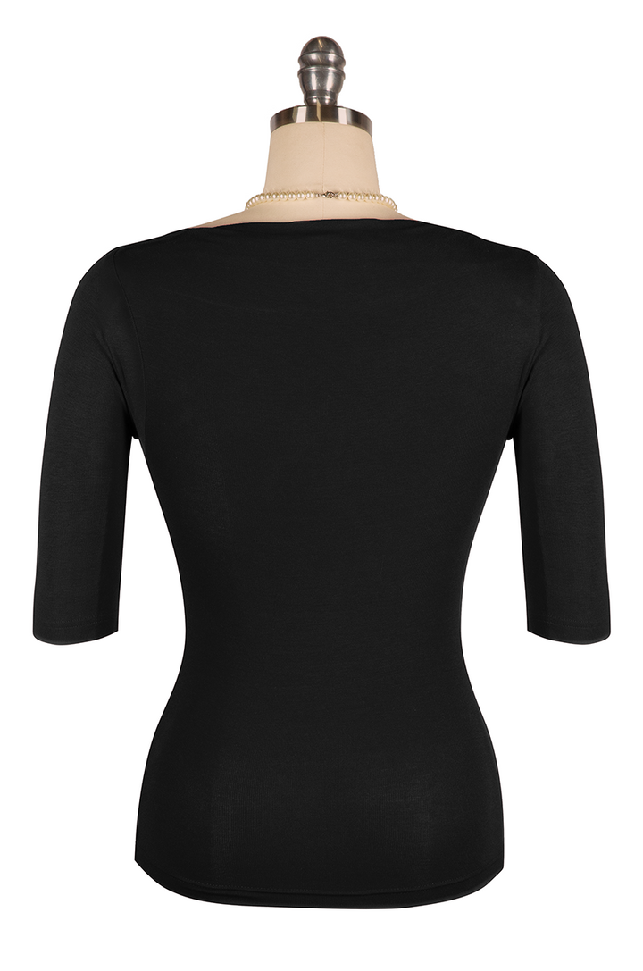 Manhattan Follies Cowl Neck Jersey Top (Black) - Kitten D'Amour