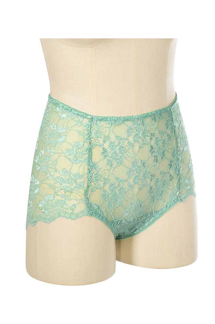 Elysian Hi Waist Lace Knickers (Green) - Kitten D'Amour
