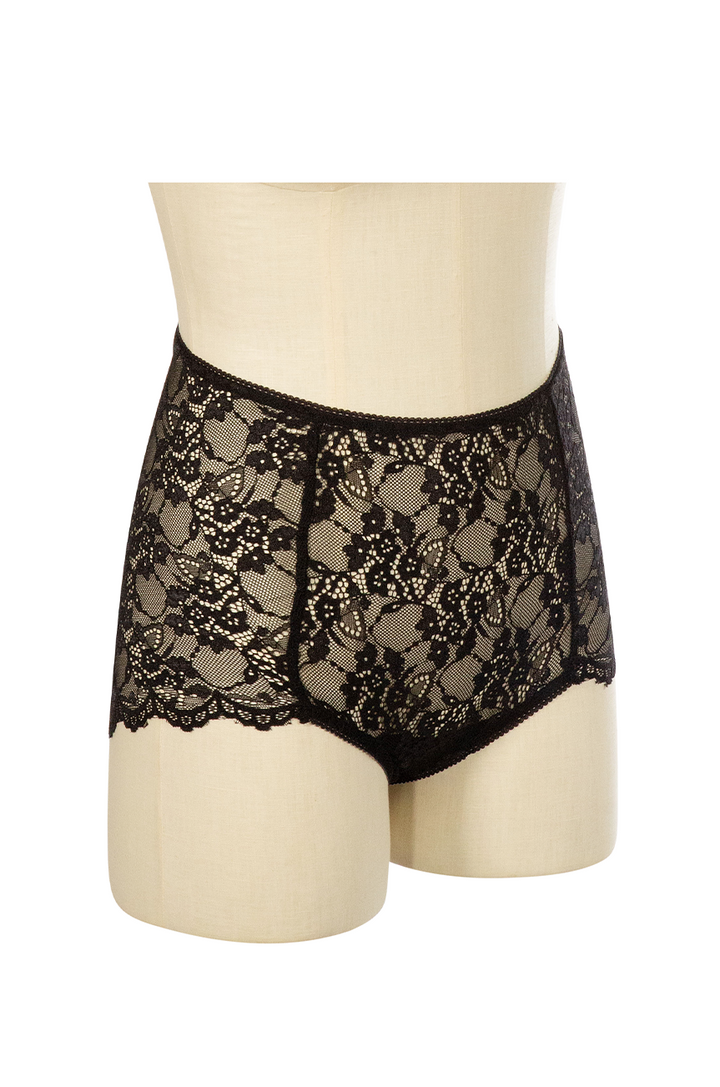Elysian Hi Waist Lace Knickers (Black) - Kitten D'Amour