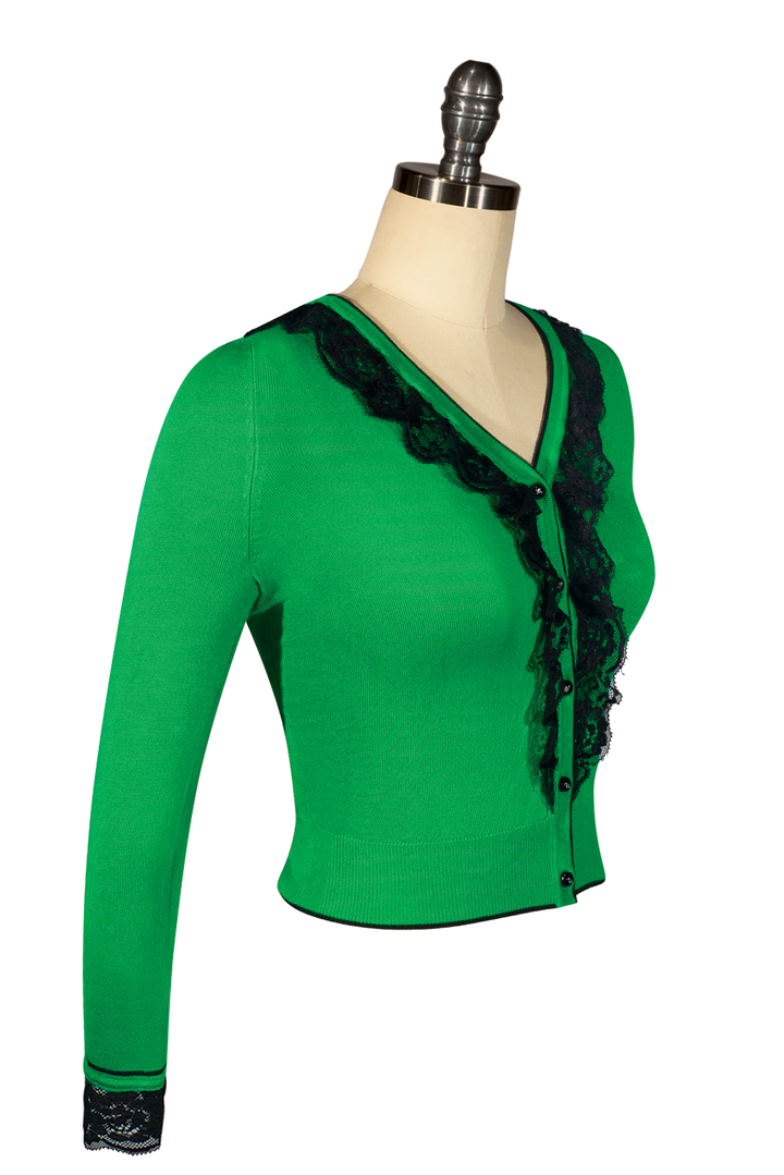 Virtuoso Long Sleeve Cardigan (Emerald Green) - Kitten D'Amour