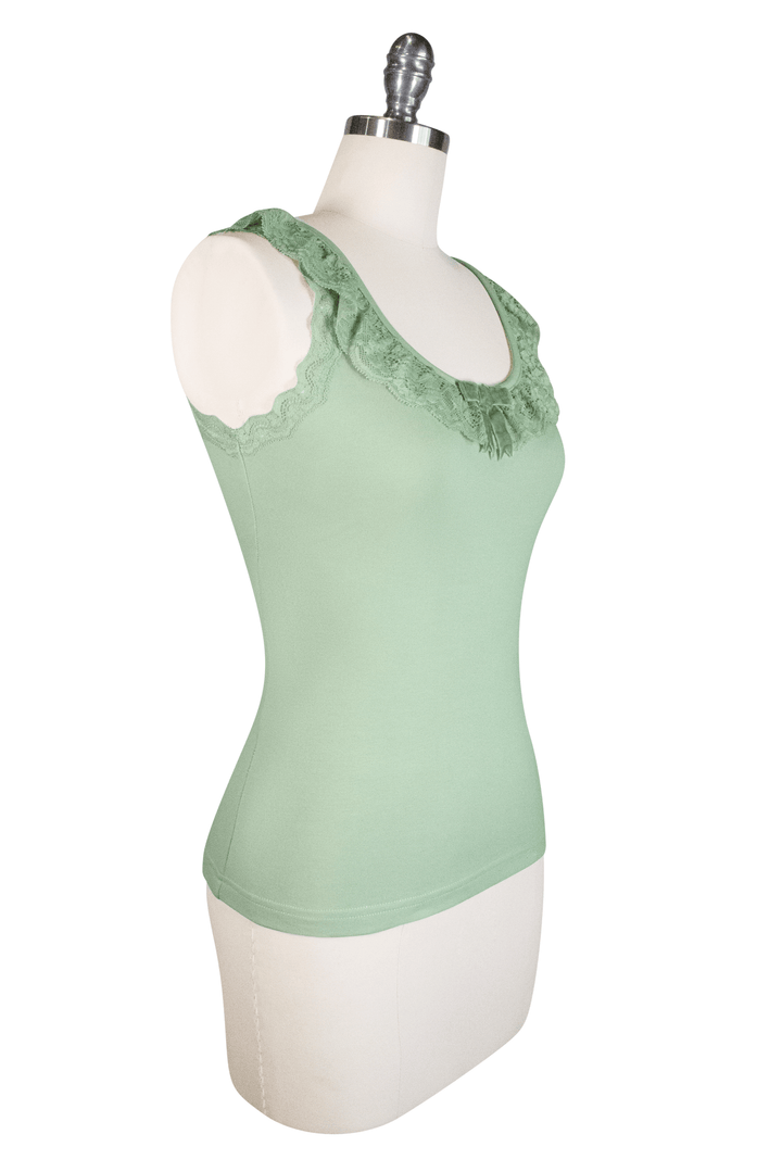 D'Amour Follies Madam Ruffle Singlet (Sage Green) - Kitten D'Amour