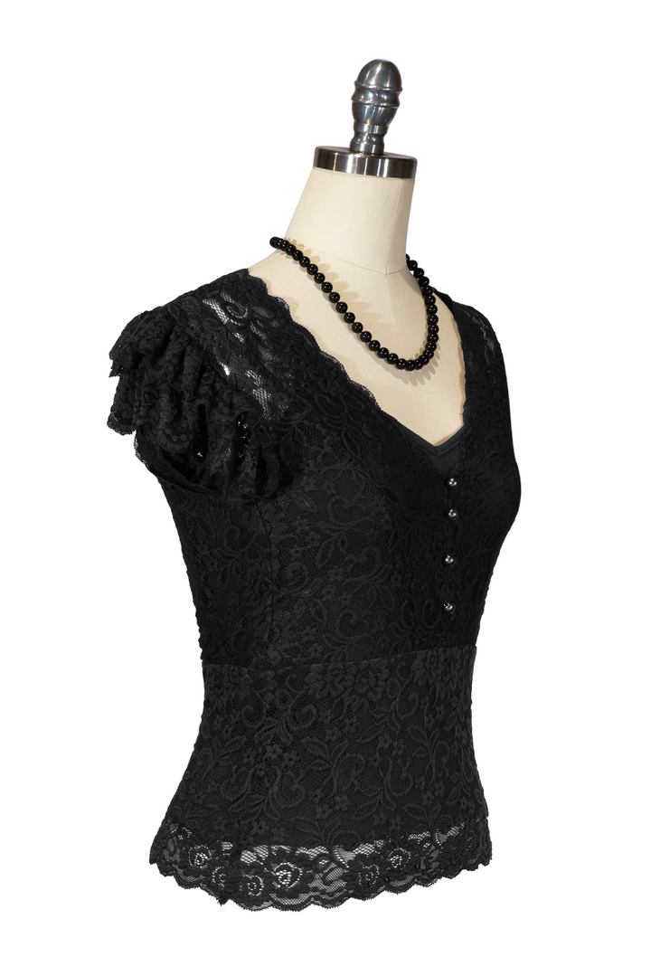 D'Amour Lace Top (Black) - Kitten D'Amour