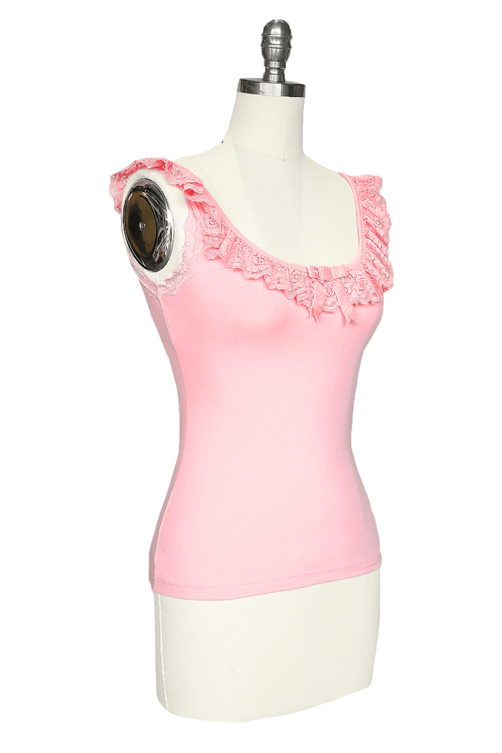 D'Amour Follies Madam Ruffle Singlet (Rose Pink) - Kitten D'Amour