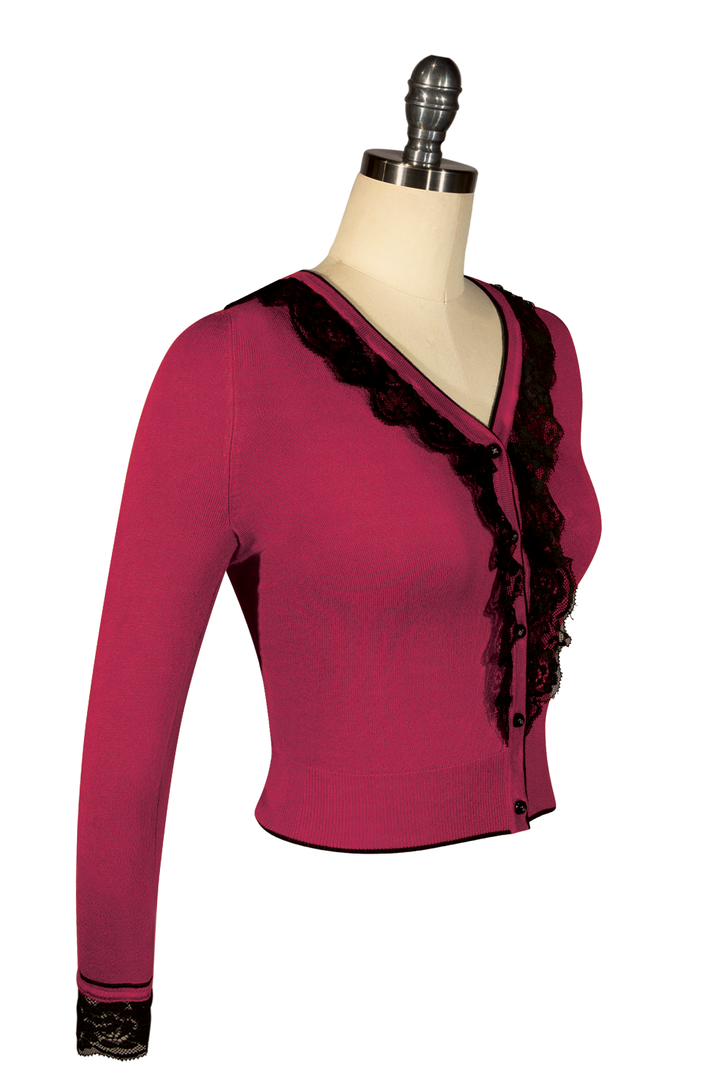 Virtuoso Long Sleeve Cardigan (Burgundy) - Kitten D'Amour