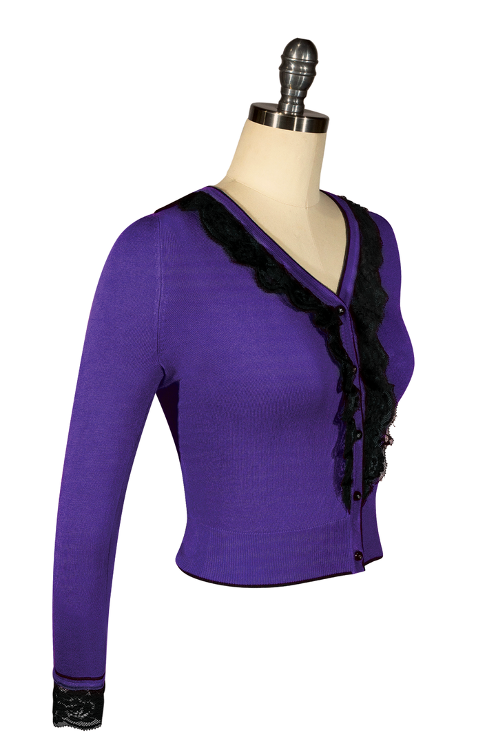 Virtuoso Long Sleeve Cardigan (Purple) - Kitten D'Amour