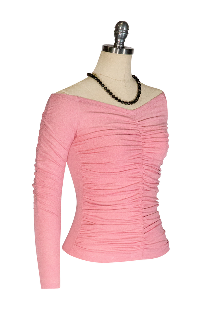 D'Amour Follies Ruched Jersey Top (Pink) - Kitten D'Amour
