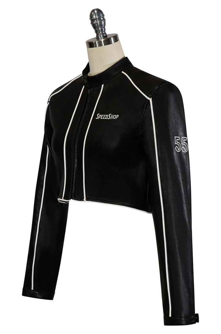 Easy Rider Crop Vegan Leather Jacket (Black) - Kitten D'Amour