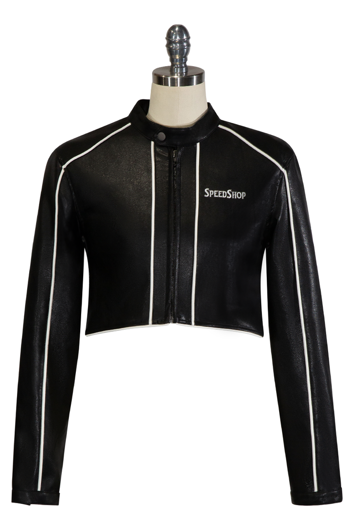 Easy Rider Crop Vegan Leather Jacket (Black) - Kitten D'Amour
