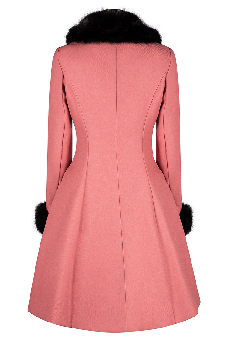 Tapestry Fur Collar Coat