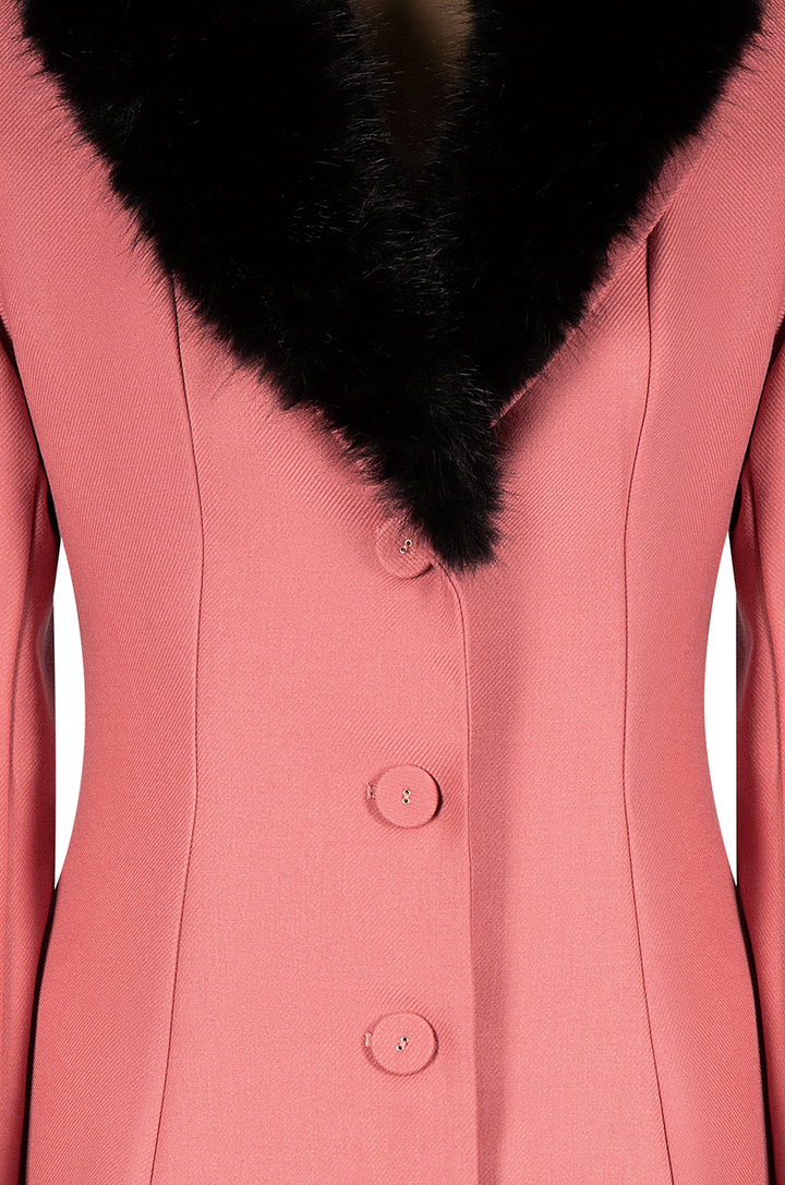 Tapestry Fur Collar Coat