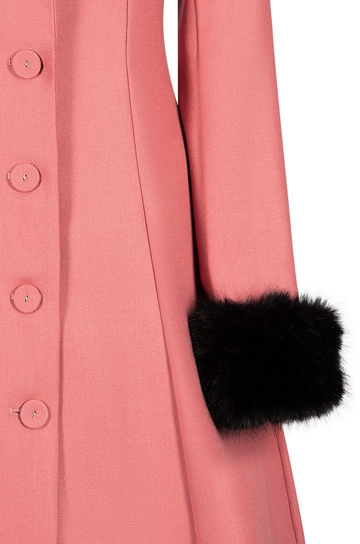 Tapestry Fur Collar Coat