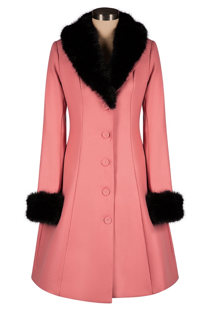 Tapestry Fur Collar Coat