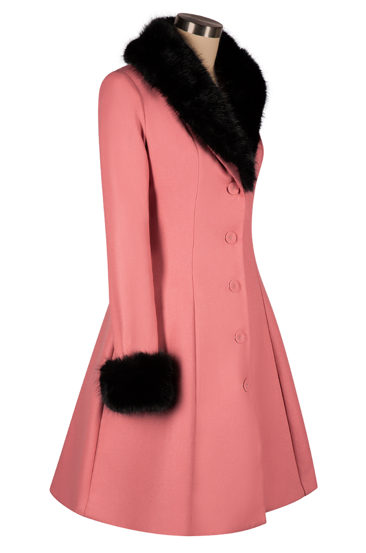 Tapestry Fur Collar Coat