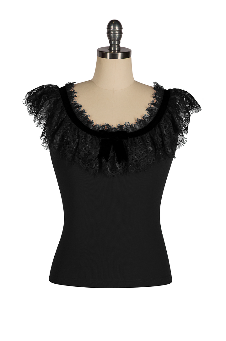 Fifi D'Amour Lace Up Camisole (Black) - Kitten D'Amour