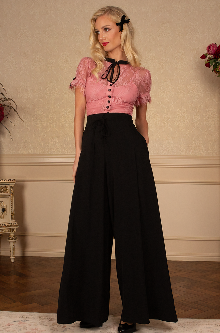 Cosette Wide Leg lace Up Pant - Kitten D'Amour