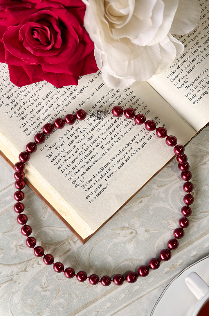 Carmen Short Pearl Necklace (Burgundy) - Kitten D'Amour